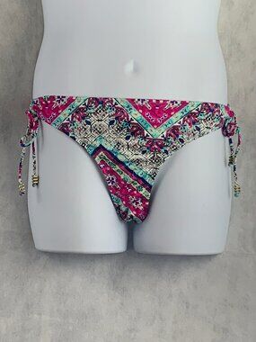 Bar III Women's Strappy Side Tie Bikini Bottom Swimsuit, Multicolor, XL